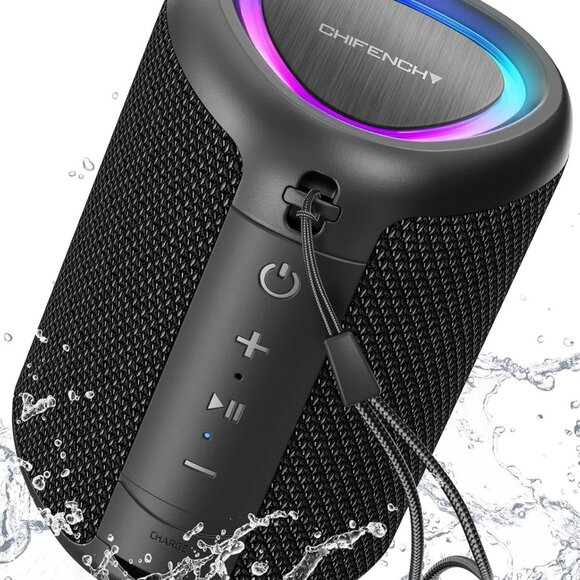 Portable Bluetooth Speaker with Lights, Powerful Crystal Clear Sound, Waterproof - Picture 1 of 8